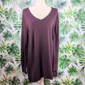 Loft Outlet Dark Plum V-Neck Sweater (Size: XXL)10.4oz
